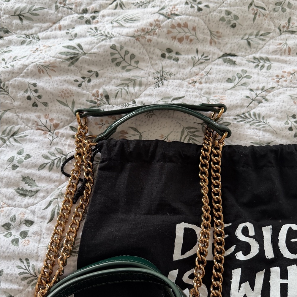 Kurt Geiger Embroidered Sequin Green Brown Tote Shoulder Crossbody Bag NWT - Picture 4 of 16